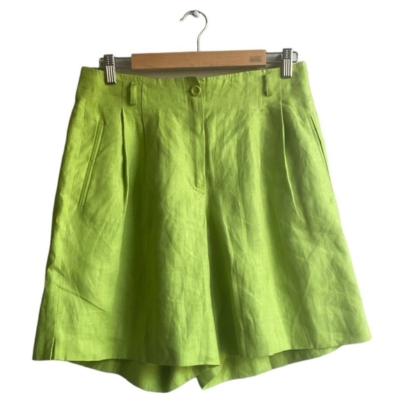 Renato Nucci Green Linen High Waist Shorts size M - Picture 1 of 6